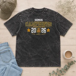 Top Somos Campeones Una NacióN Una Corona 2026 Spain Soccer Passion Pride Victory washed t shirt front view