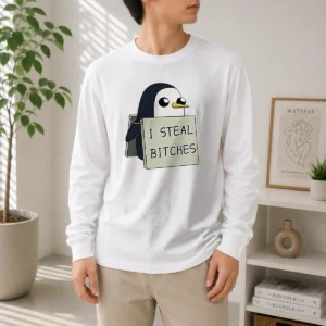 Top Gunter The Penguin I Steal Bitches Adventure Time Long Sleeve Shirt