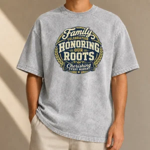 Nice Good Family Celebration Gratitude Mascot Badge Washed T-Shirt