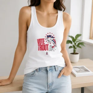 Pretty Trout Signature Vote For Mike Trout Angels tank top with bold graphic print for casual wear