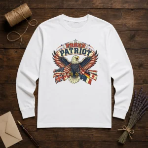 Funny Proud Patriot Vintage Shirt With Soaring Eagle Long Sleeve Shirt