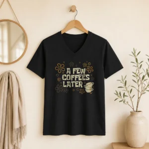 Funny A Few Coffees Later V-Neck Shirt
