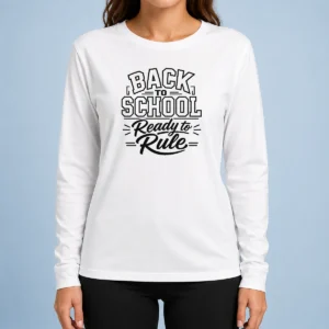 Hot Back To School Ready To Rule Line Art Students Long Sleeve Shirt