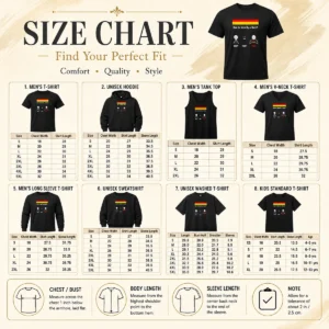 Size chart for Awesome How To Identify A Racist with measurements in inches and cm