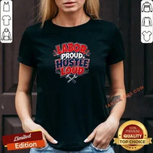 Awesome Labor Day Cartoon Proud Hustle Statement V-Neck Shirt