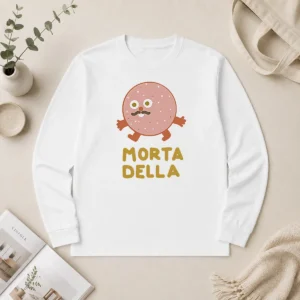 Original Mortadella Food Cartoon Character Salami Meat Long Sleeve Shirt