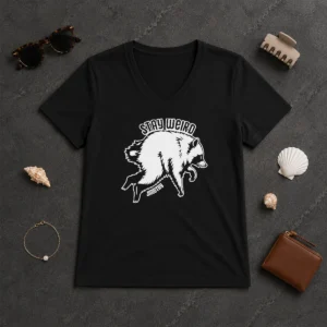 Perfect Awesome Top Jimothy Stay Weird Seattle Raccoon V-Neck Shirt