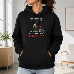Top Death Whispered You Are Not Strong Enough To Withstand The Storm hoodie in black, featuring bold white text on the front