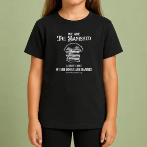 Pretty We Are The Banished Rutherford County Library Alliance Stack Of Books Kids T Shirt in vibrant colors, short-sleeve cotton tee for children