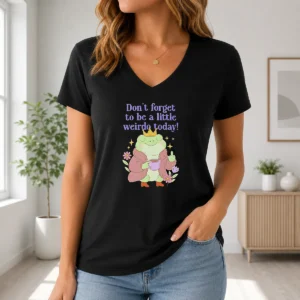 Awesome Pretty Dont Forget To Be A Little Weirdo Today Frog V-Neck Shirt