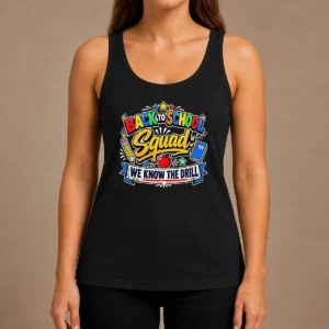 Top Hot Cute Cartoon Back To School Squad Student Tank Top