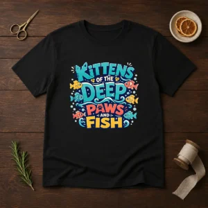 Premium Kittens Of The Deep Paws And Fish Typography