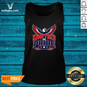 Premium United In Pride Eagle Typography Tank Top in white with bold eagle graphic and pride lettering