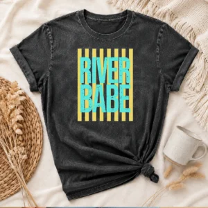 Funny River Babe Retro Stripes Sunshine Washed T-Shirt