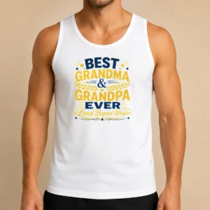 Pretty Good Grandparents Day Typography Family Love Tank Top in white, sleeveless casual wear with bold text design
