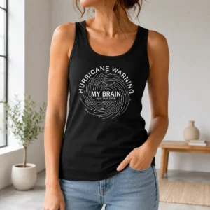 Pretty Overthinking Cyclone Warning Minimal Text Graphic Tank Top