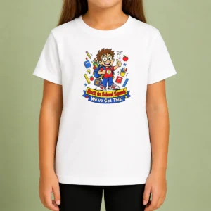 Pretty Awesome Back To School Cartoon Squad For Kids kids t shirt featuring colorful cartoon characters on a comfortable cotton fabric