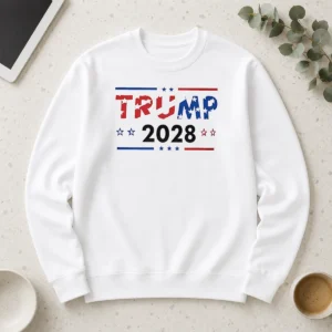 Good Happy Trump 2028 Patriotic Stars And Stripes Long Sleeve Shirt