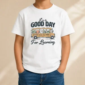 Hot Premium It'S A Good Day For Learning School Bus Animals Kids T-Shirt