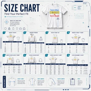 Size chart for Pretty Crooked Or Stupid with garment measurements in inches and cm