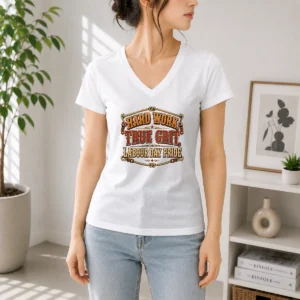 Pretty Labour Day Western Pride Vintage Saloon V Neck Shirt showing front view of soft fabric and classic fit