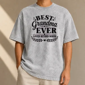 Premium Pretty Best Grandma Ever Family Celebration Silhouette Washed T-Shirt