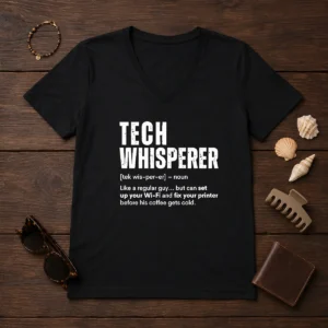 Original Tech Whisperer Definition Funny IT Support Quote V-Neck Shirt