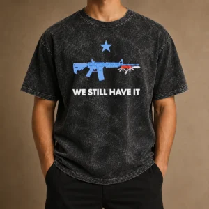 Happy Nice Swiss Army Knife We Still Have It Washed T Shirt in soft washed cotton fabric, displayed flat
