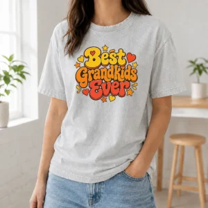 Pretty Groovy Retro Grandkids Celebration Washed T-Shirt