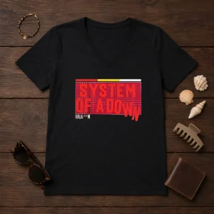 Hot System Of A Down Berlin Germany Olympiastadion On July 8 2026 Down Text V-Neck Shirt
