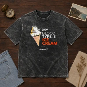 Awesome Vitalant My Blood Type Is ICE Cream design on a soft washed t shirt in light grey