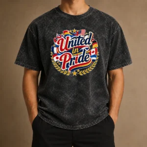 Awesome United In Pride National Flag Typography Washed T-Shirt