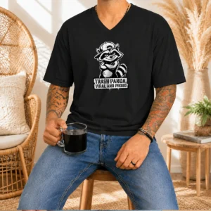 Official Jimothy Viral Raccoon Trash Panda Stencil V-Neck Shirt