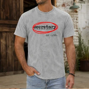 Awesome Secretary A Film By Steven Shainberg Washed T Shirt in soft cotton fabric with vintage washed finish