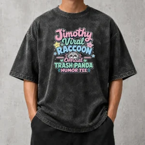 Original Jimothy Viral Raccoon Funny Trash Panda Kawaii Washed T-Shirt