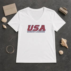 Premium USA Women'S Lacrosse V-Neck Shirt