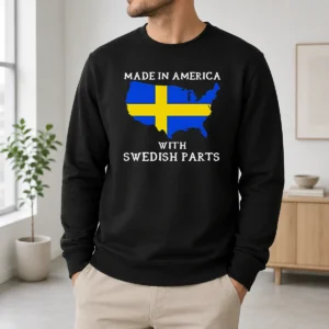 Pretty Official Made In America With Swedish Parts Map Of United States Flag Sweater