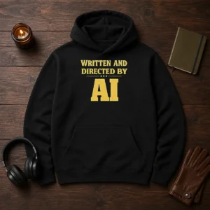 Top Written And Directed By AI Bold Text Hoodie