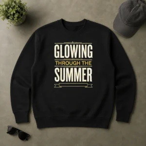 Top Glowing Through The Summer Text Sunshine Season Lover Summer Sweater
