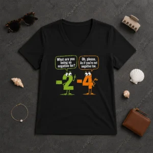 Nice Geek Math Numbers 2 Minus 4 Humor Joke V-Neck Shirt
