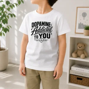 Pretty Dopamine Addicted To You Line Art Romance Kids T-Shirt