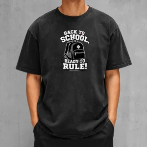 Premium Back To School Ready To Rule Silhouette Washed T-Shirt