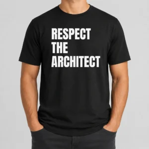 Funny Awesome Respect The Architect t shirt in black, crew neck short sleeve cotton tee