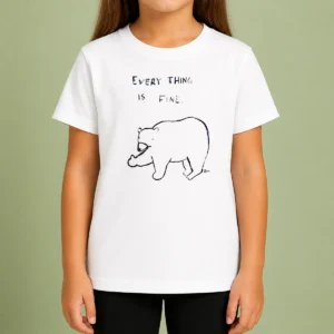 Original Every Thing Is Fine Bear Giving The Middle Finger Kids T-Shirt