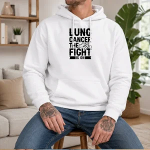 Good Lung Cancer The Fight Is On Awareness Ribbon Support Warrior Survivor Hoodie