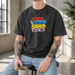 Nice Back To School Squad Cartoon For Students Washed T-Shirt
