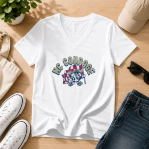 Pretty Kid'S NC Courage Soccer Player Ash V Neck Shirt in ash color featuring a comfortable fit and team logo
