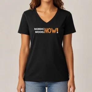 Awesome Nordic Model Now V Neck Shirt showing a soft fabric and fitted style in a casual look