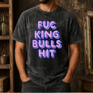Pretty Awesome Fcking Bullshit Typography Funny Slogan Washed T-Shirt