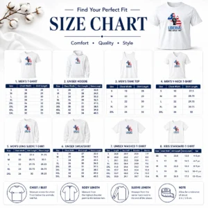 Size chart for Original Liberia Free Since 1847 with measurements in inches and centimeters